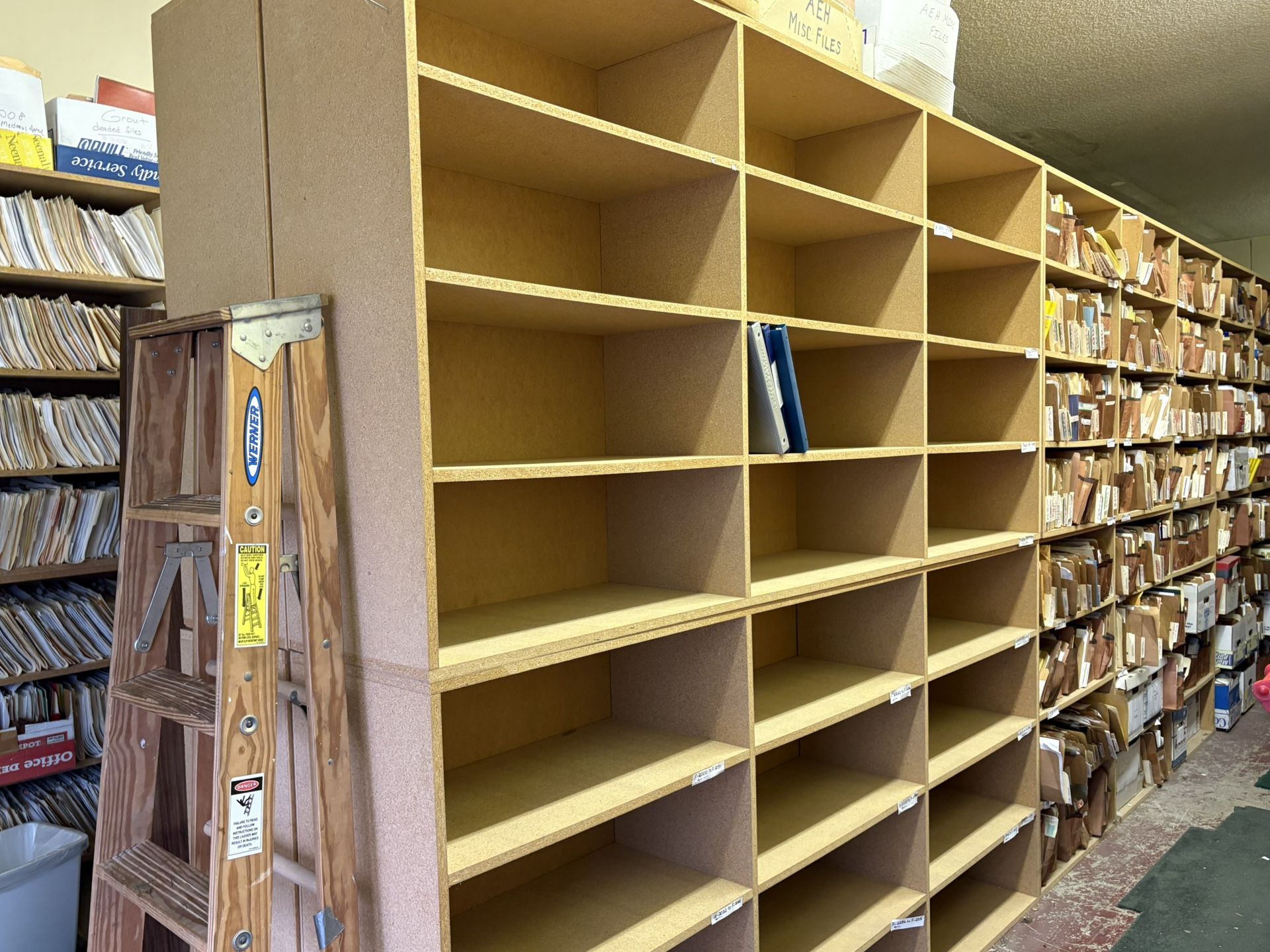 Shelves: 4’x8’x16”.