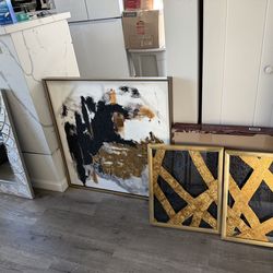 Miscellaneous paintings and mosaic mirror