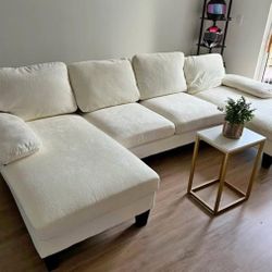 Modern White U-Shaped Sofa - Minimalist Style