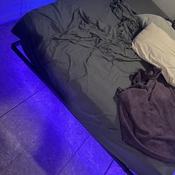 Queen Floating Bed frame With Side Tables w USB Port