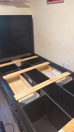 Black Wooden Twin Storage Bed with Mattress!