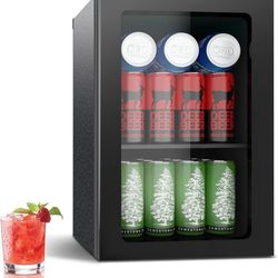 Compact 24 Can/0.9 Cu.Ft Mini Fridge For Soda, Drink,Beer Or Wine, Portable Quiet Small Beverage Refrigerator Cooler With Removable Shelves&Manual Tem