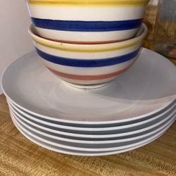 Glass Plates, Bowls, Salt Shakers 