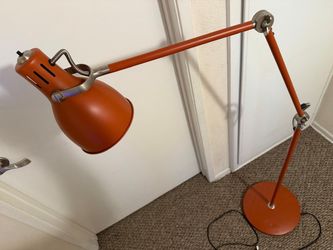 Orange Adjustable Arm Floor Lamp