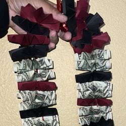 Burgundy Black Graduation Money Lei