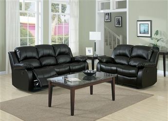 Brand new black leather reclining sofa + loveseat 2PCs set