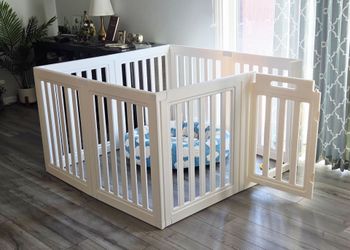 Large White 8-Panel Indoor Dog Playpen – 30.3" Tall