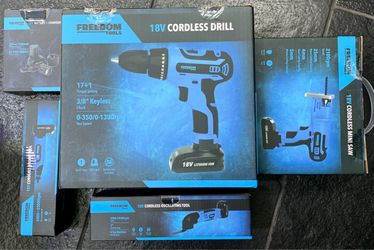 New Complete Set of 4 18v Cordless Tools, Batt, Charger NEW!