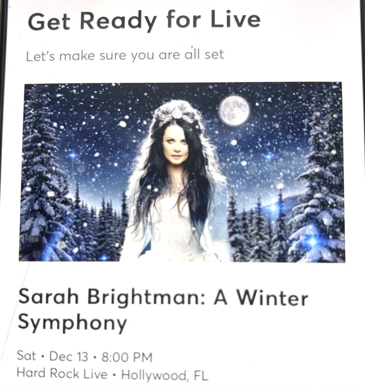 SARAH BRIGHTMAN TICKETS