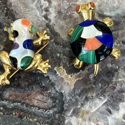 A Pair Of Charming Turtles,Lapel Or Hat Pins