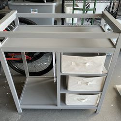 Gray Changing Table With Drawers