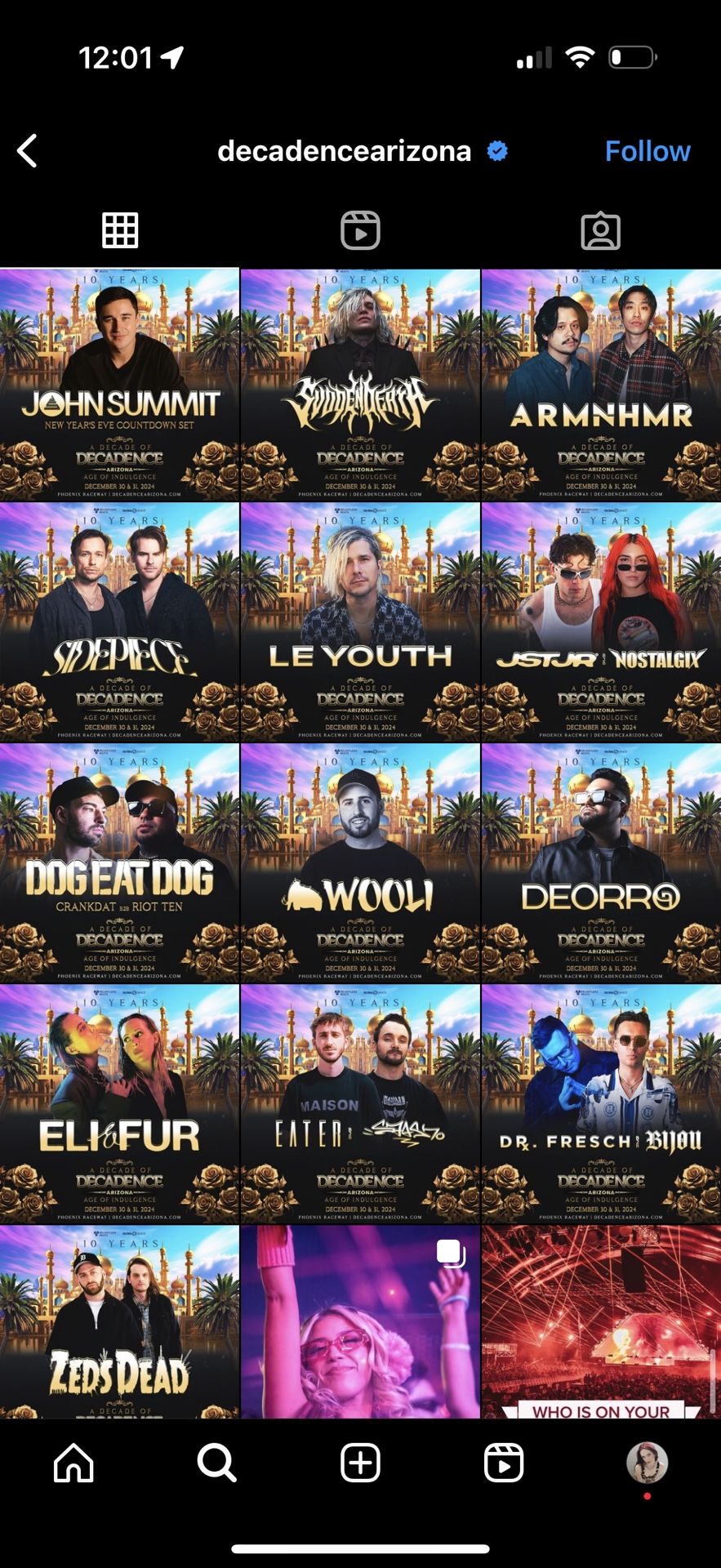 Decadence tickets