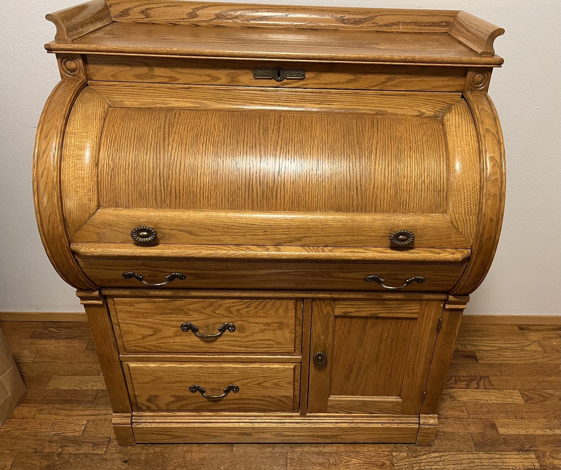 Rare Oak Crest Roll Top Desk