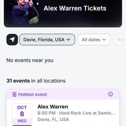 Alex Warren Concert At Hard Rock - 1 Ticket