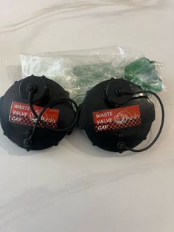 (2-Pack, Black T1020-1 Waste Valve Cap with Bayonet Hook 3" with Capped 3/4" GHT RV Sewer Cap (New)