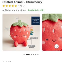 Itzy Ritzy Sweetie Snuggles Plush Stuffed Animal - Strawberry