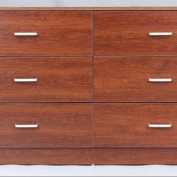 🪵 6 Drawer Dresser – Walnut Color (Anti-Tip, Sturdy) brand new