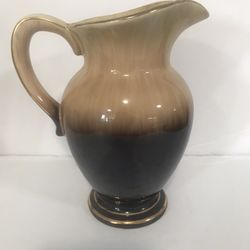 Brown/beige Fade Vase/pitcher Gold Trim