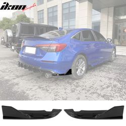 Fits 2022-2024 Honda Civic 11th FE-C Style Rear Bumper Lip Corner Aprons Gloss Black