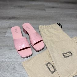 PINK GUCCI RUBBER MULE SLIDE