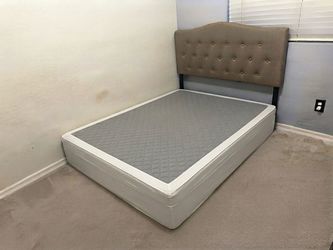 Full/Queen Bed Frame with Tufted Headboard and Box Spring