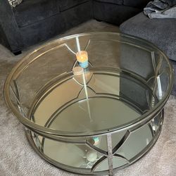 Glass Table Set With Lamps