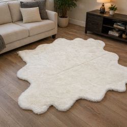 Modern White Plush Rug For Sale