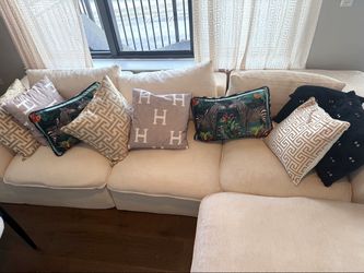 CREAM SOFA + OVERSIZED OTTOMAN