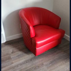 Abbyson Red Leather Swivel Chair