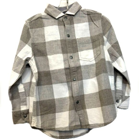 Next Kids Checkered Button-Down Shirt - Gray and White