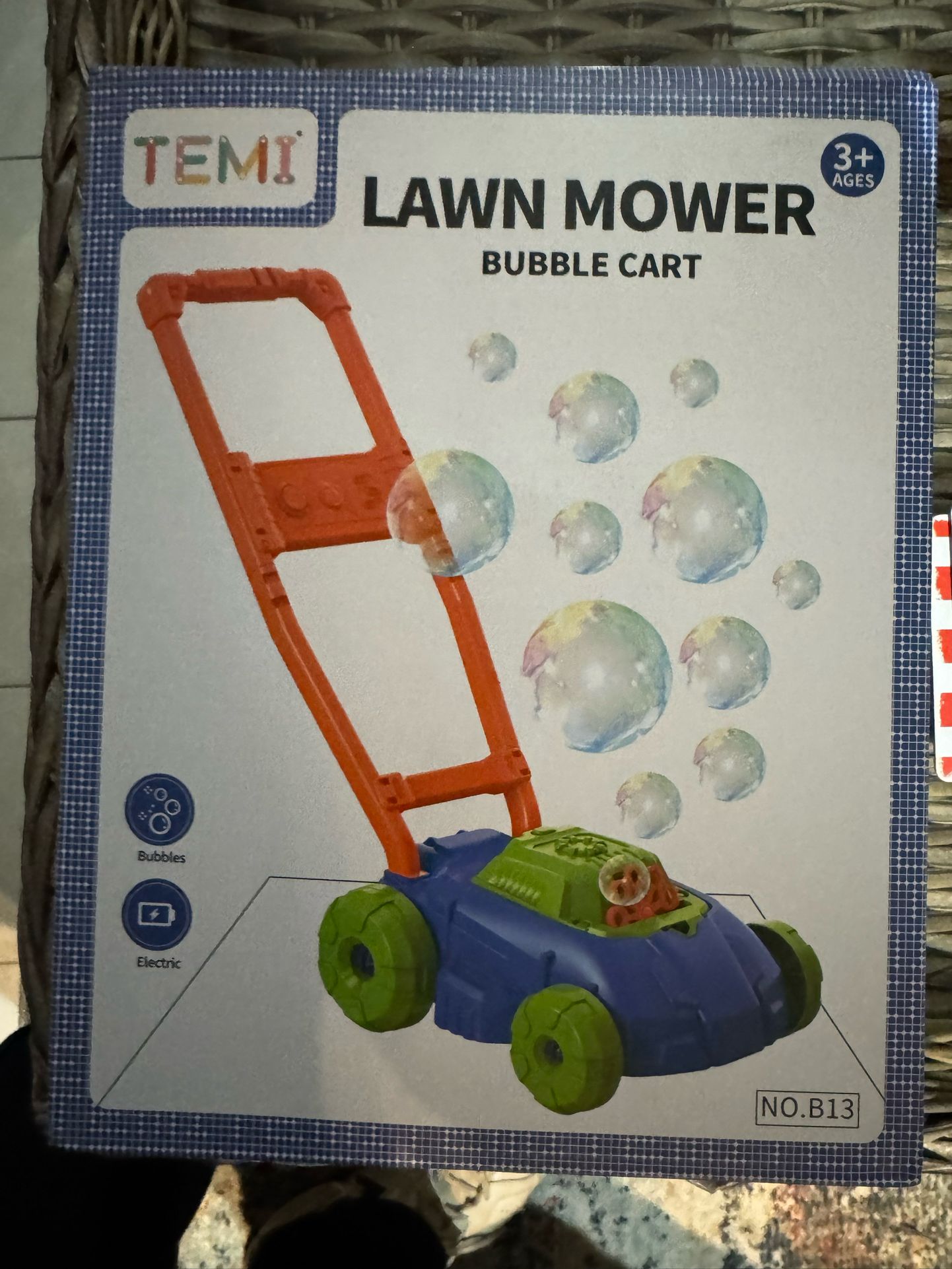 TEMI Bubble Lawn Mower Toys for Kids, Kids Outdoor Push Bubbles Machine Age 1-3