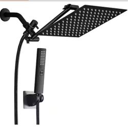 Forious pro 3-Spray Settings Wall Mount Handheld Shower Head 2.5 GPM 10 in. with 11 in. Brass Adjustable Extension Arm in