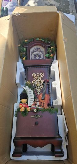 Decorative Grandfather Clock with Holiday Accents