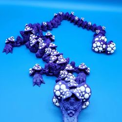 Purple mushroom dragon with white spores, large 26”