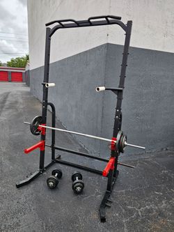 Fitness Sturdy  💯 Pounds+Bar+Weights Plates+ Pull Up Tower-Deeps Station+ Dumbbells. Deliveryfee.

Versatile home gym set includes a black steel powe