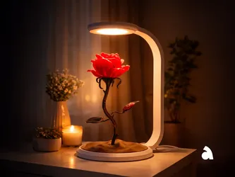 Large 3D Printed Rose Lamp Multicolor Flower Night Light