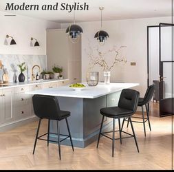 Augustus Series  Bentwood Barstool 26” Set Of 2  Color Black Frame Material Metal Seat Material Type Faux Leather  Brand new in box - Assembly is requ