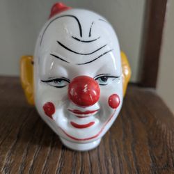 4"" Vintage Bisque Porcelain Clown Head