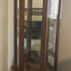 Small 1/2 Hexagon Curio Cabinet With Glass Shelves