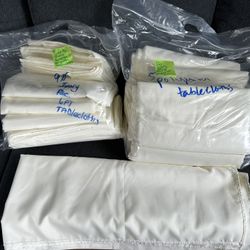 54’x96” Ivory Polyester Tablecloths 