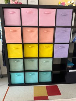Colorful Fabric Storage Cubes & shelfing – Set of 16
