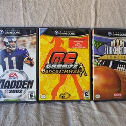 Nintendo GameCube 3 pack: Strike Force Bowling, MC Groovz & Madden '02 *All CIB*