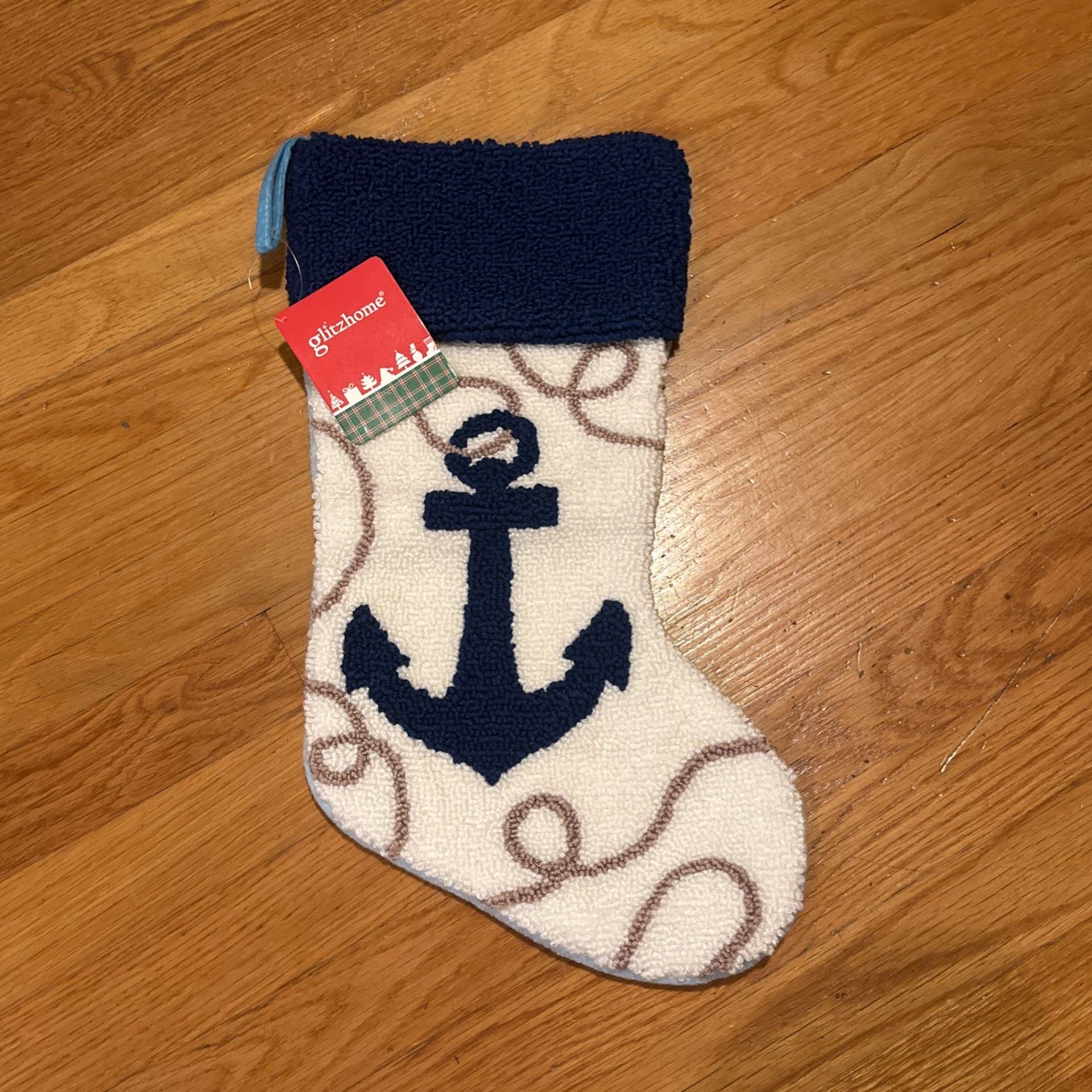 Nautical Theme, Holiday Stocking With An Anchor