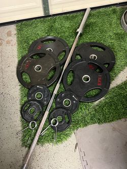 ETE & Gymenist Olympic Barbell and Weight Plate Set