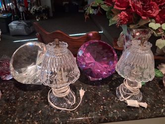 Crystal lamps medium size one hundred dollars for the two