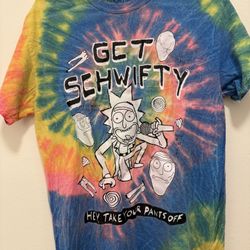 Rick and Morty Shirt Mens Medium Tie Dye Get Schwifty Graphic Adult Swim 2017