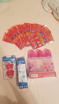 Dr brown bottle, pacifiers and butt paste
