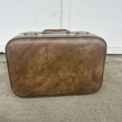 Vintage 16.5”x11” Brown Hard Shell Suitcase – Retro Travel Case
