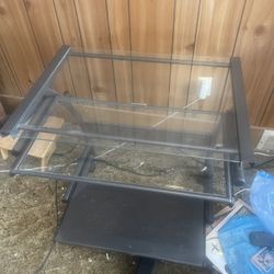 Compact Glass And Metal Computer Desk