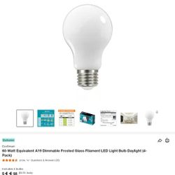 EcoSmart
60-Watt Equivalent A19 Dimmable Frosted Glass Filament LED Light Bulb Daylight (4-Pack)